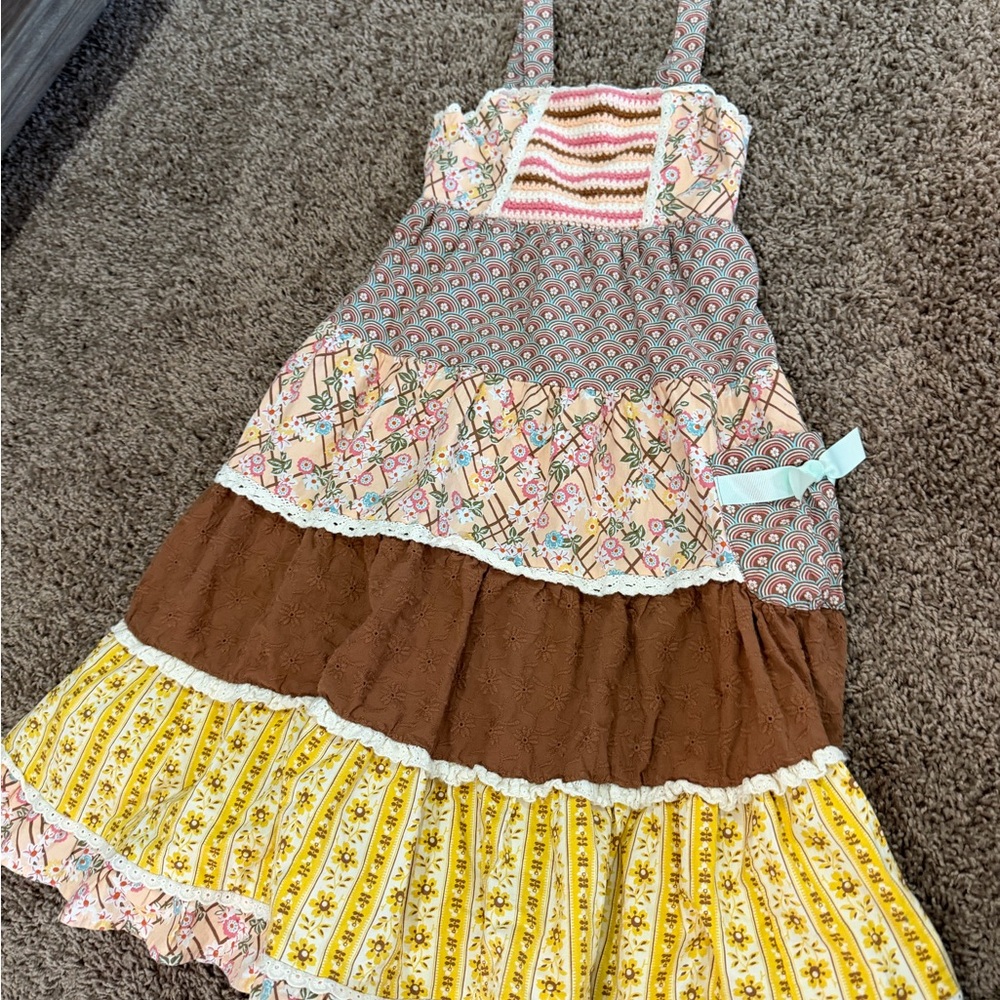 Matilda Jane Yellow and Brown Patchwork Dress